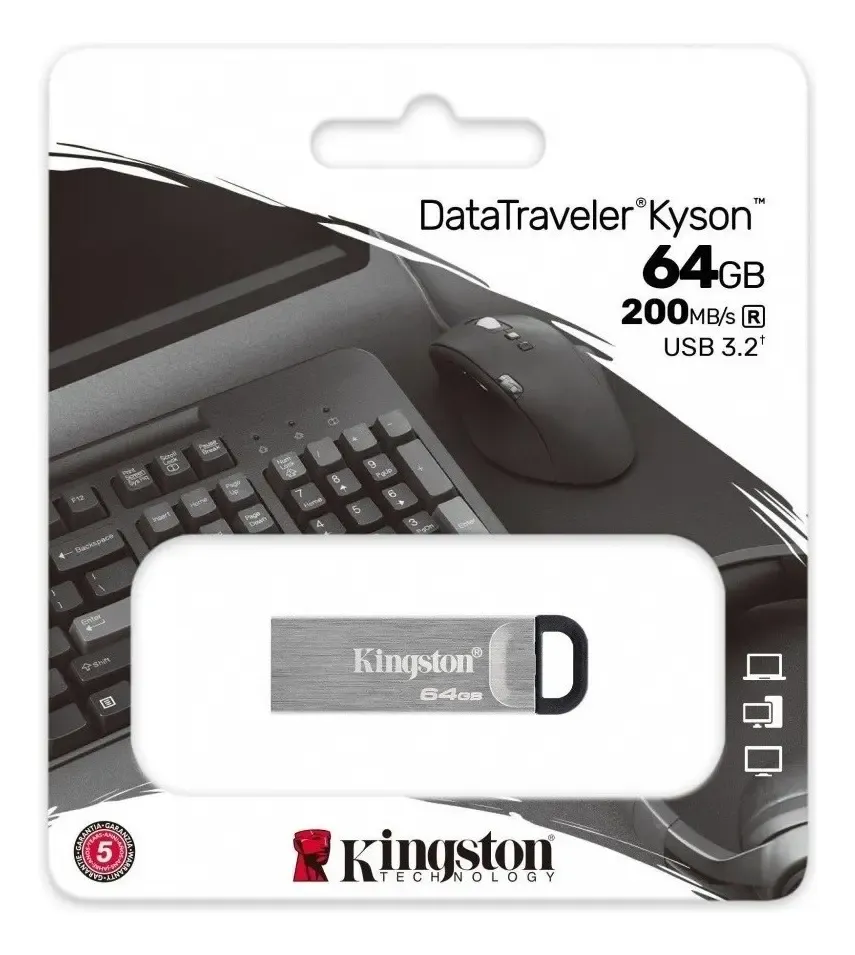 PENDRIVE KINGSTON DATATRAVELER KYSON 64GB USB 3.1 GEN 1, foto 1 de 4