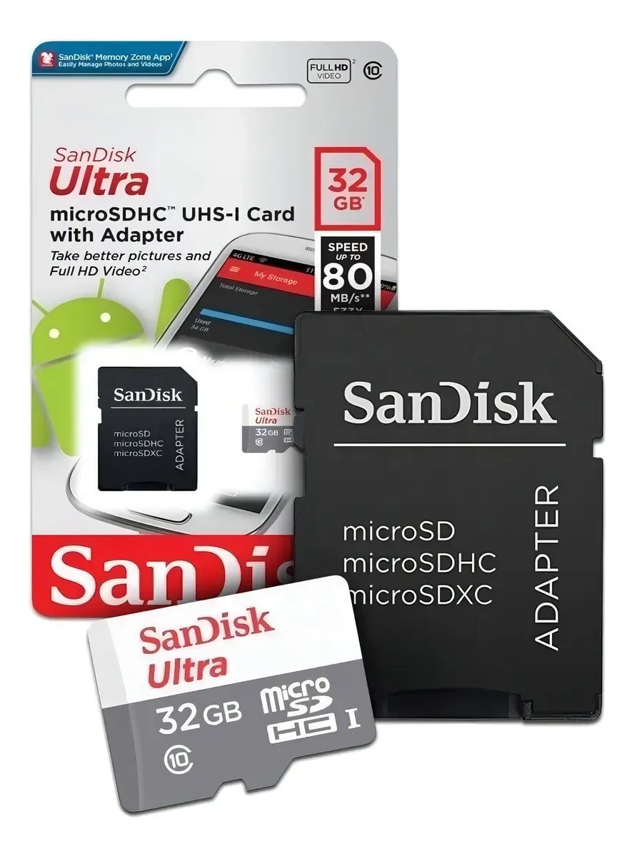 TARJETA DE MEMORIA SANDISK SDSQUNS-032G-GN3MA ULTRA CON ADAPTADOR SD 32GB, foto 1 de 2