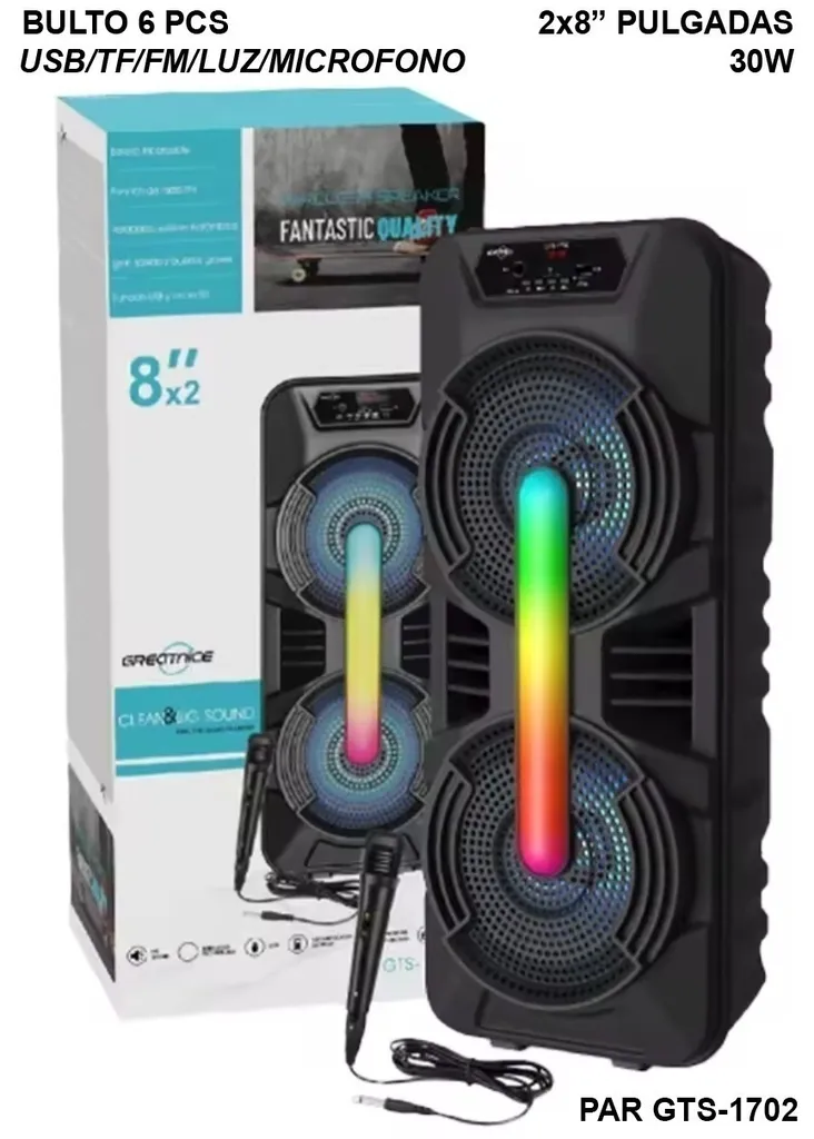 PARLANTE BT TORRE 2X8" MOD GTS-1702, foto 1 de 2