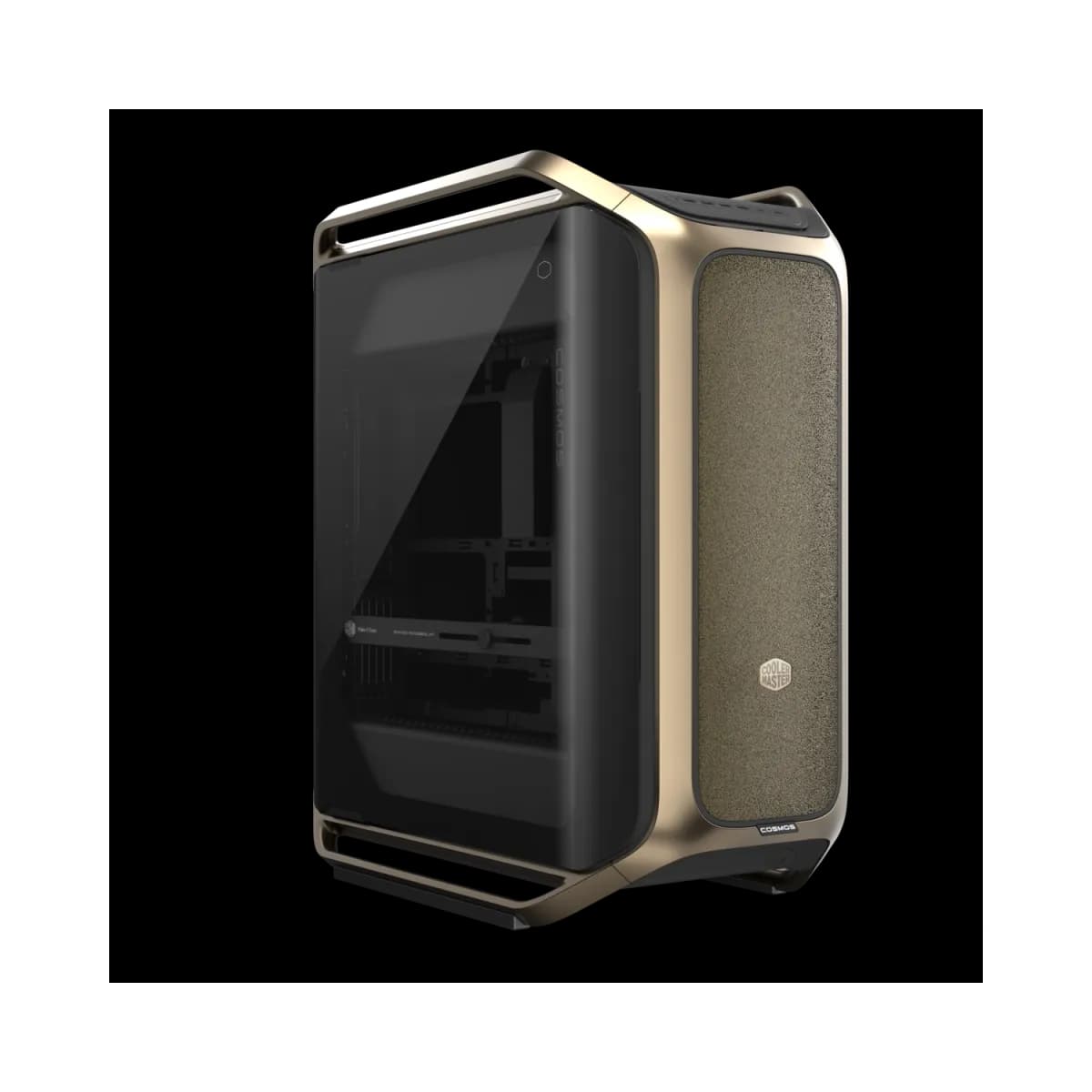 Gabinete Cooler Master Cosmos Alpha Gold Full Tower 3 Fans Tempered Glass Logo Bañado en Oro 24K s/Fuente