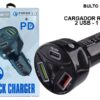 Cargador 12v auto 3.1  tipo C + 2 usb