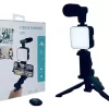 Kit Para Streaming Vlogs Tripode Luz Micrófon Palo Selfies Color Negro